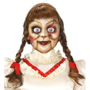 Maschera Annabelle Bambola Assassina in gomma con capelli