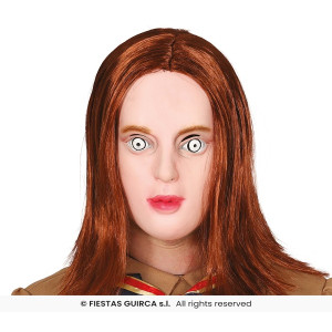 Maschera Annabelle Bambola Assassina in gomma con capelli