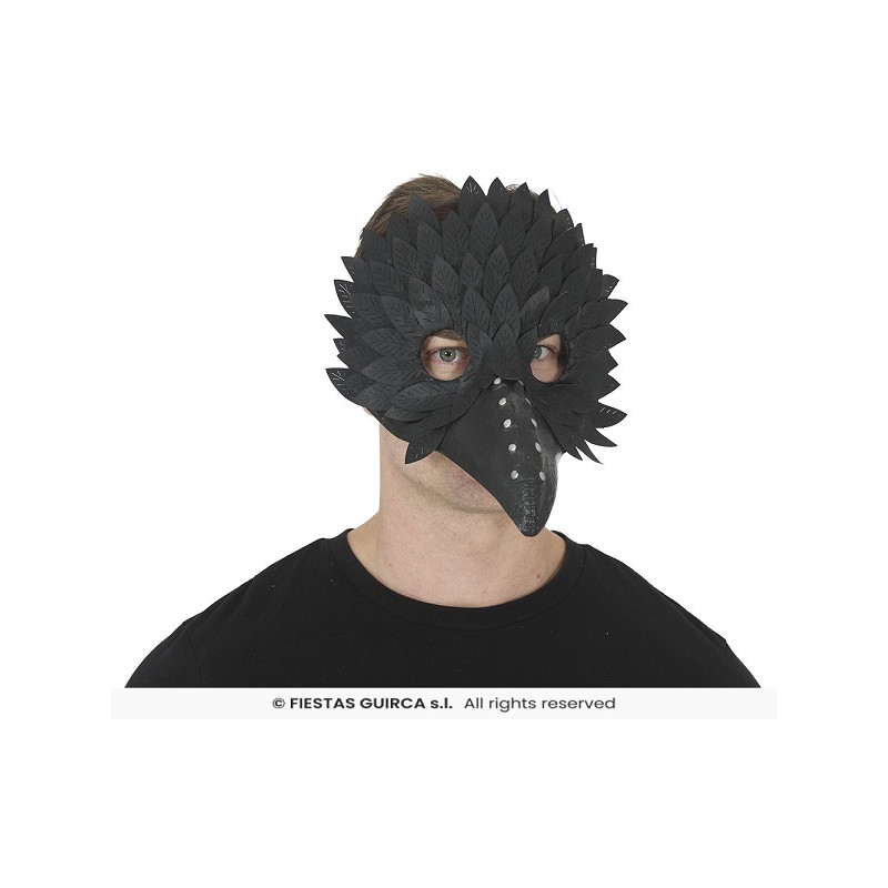 Maschera Gufo Corvo con piume in plastica