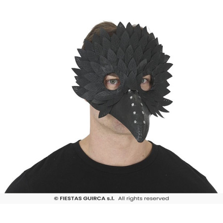 Maschera Gufo Corvo con piume in plastica
