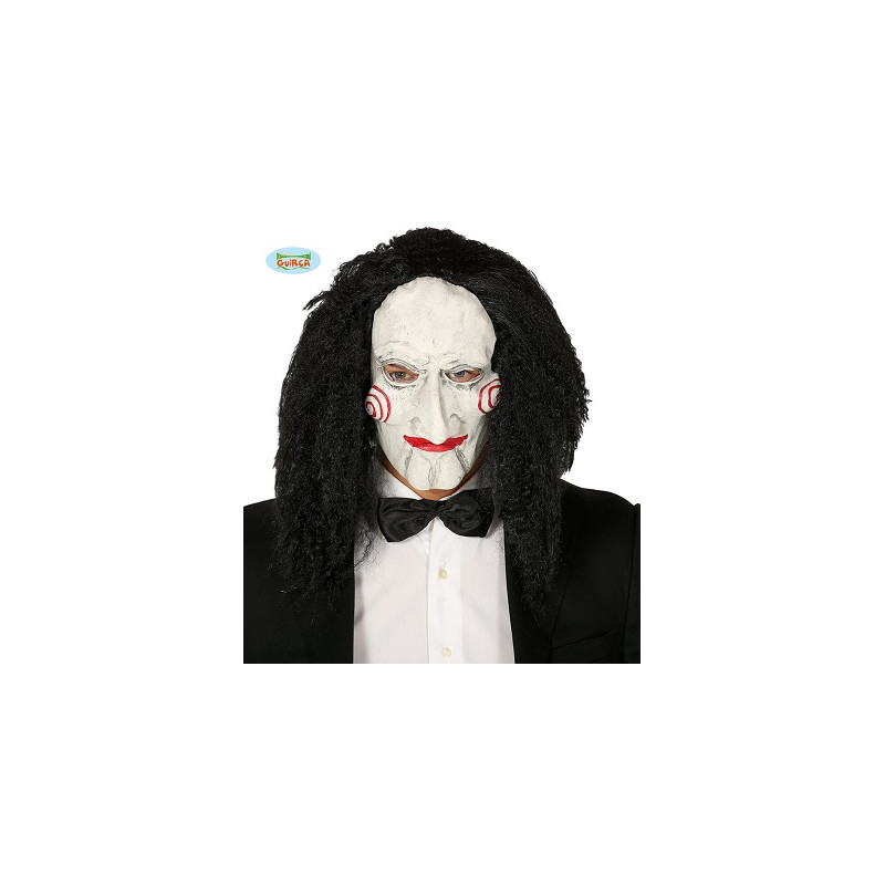Maschera Saw Enigmista in gomma con capelli
