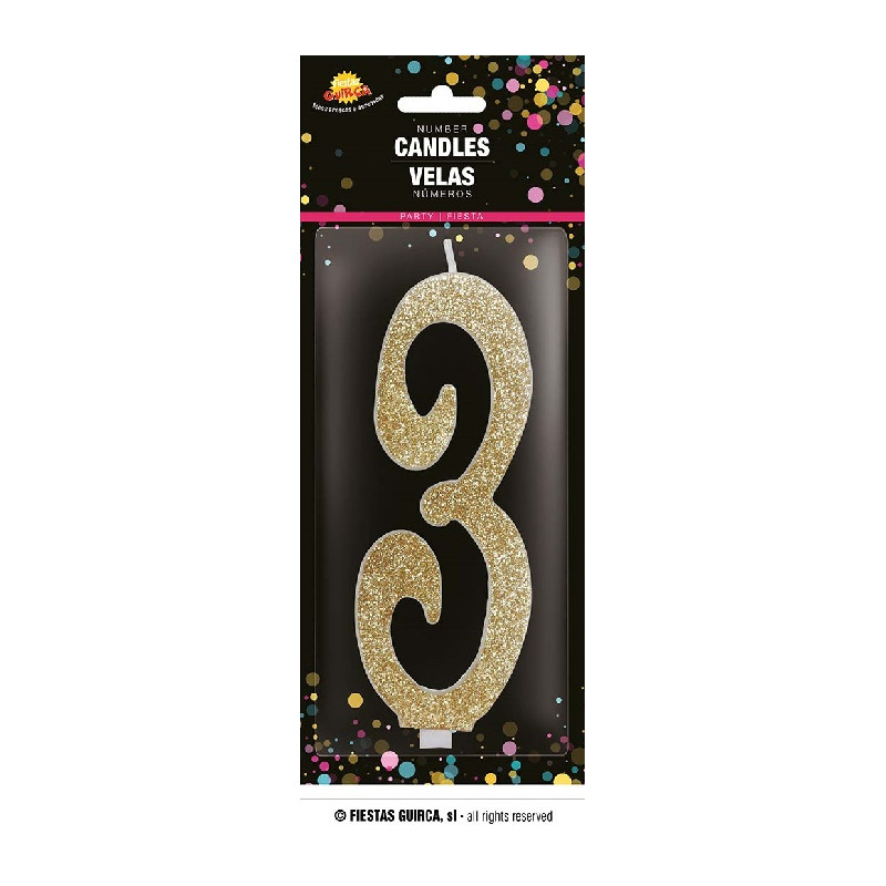 Candela Numero 3 Oro - 12,5 cm
