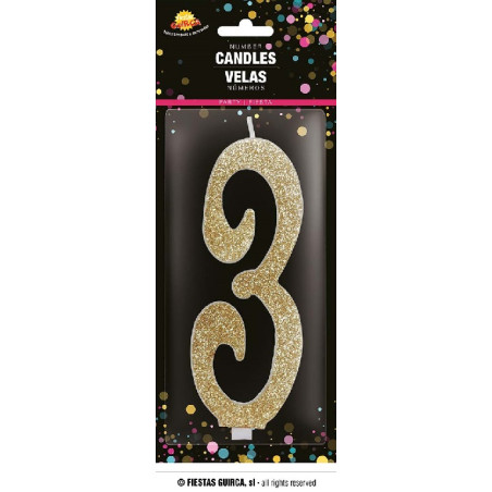 Candela Numero 3 Oro - 12,5 cm