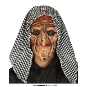 Maschera Strega Befana in gomma con foulard