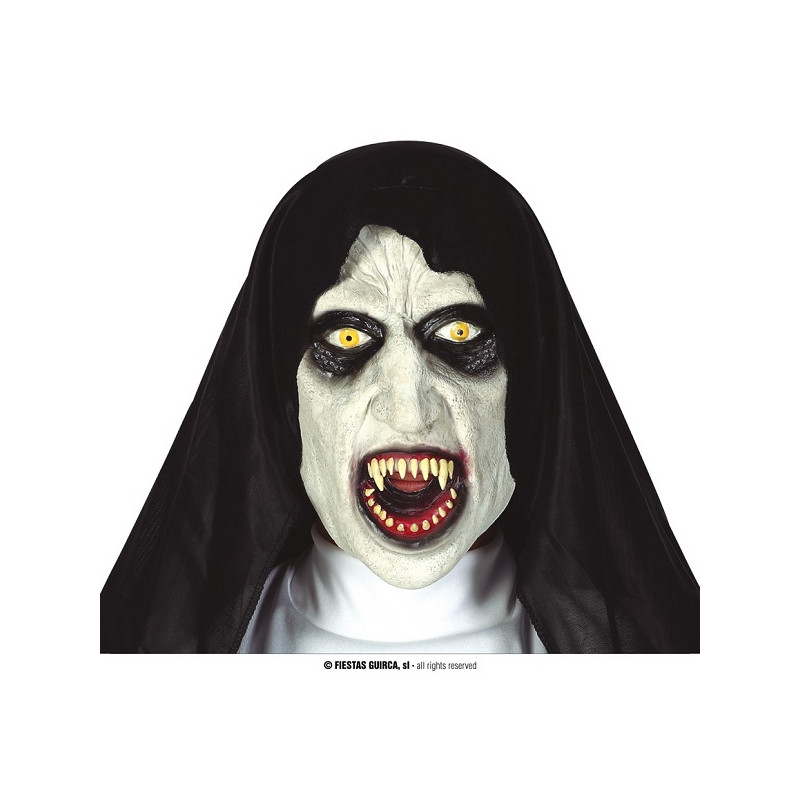 Maschera Suora Horror in gomma con cappuccio
