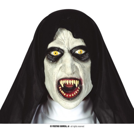 Maschera Suora Horror in gomma con cappuccio