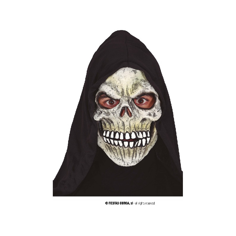 Maschera Teschio in gomma con cappuccio
