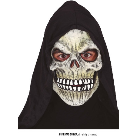 Maschera Teschio in gomma con cappuccio