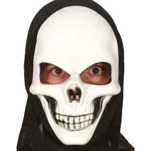 Maschera Teschio in plastica con cappuccio