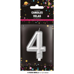 Candela Numero 4 Argento - 8 cm