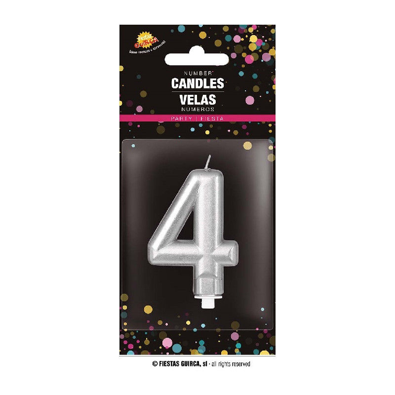 Candela Numero 4 Argento - 8 cm