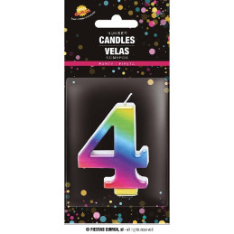 Candela Numero 4 Multicolor - 8 cm