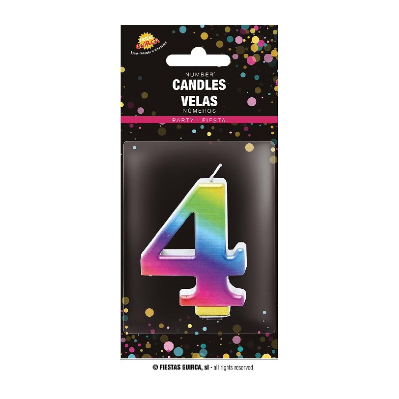 Candela Numero 4 Multicolor - 8 cm