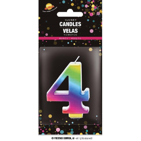 Candela Numero 4 Multicolor - 8 cm