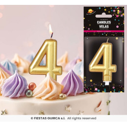 Candela Numero 4 Oro - 8 cm