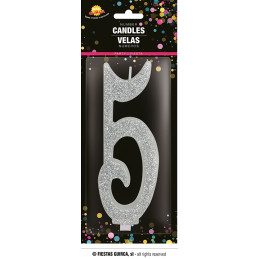 Candela Numero 5 Argento - 12,5 cm