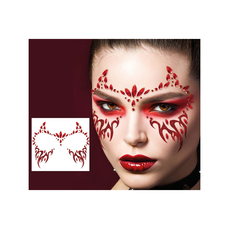 Adesivi Trucco Gemme Viso Diavolessa 13x15 cm