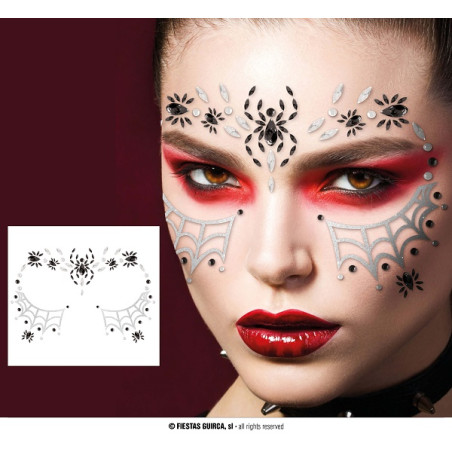 Adesivi Trucco Gemme Viso Ragnatela e ragni 13x15 cm