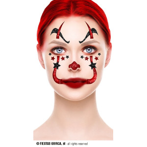 Adesivi Trucco Viso Clown IT Glitter 20x20 cm