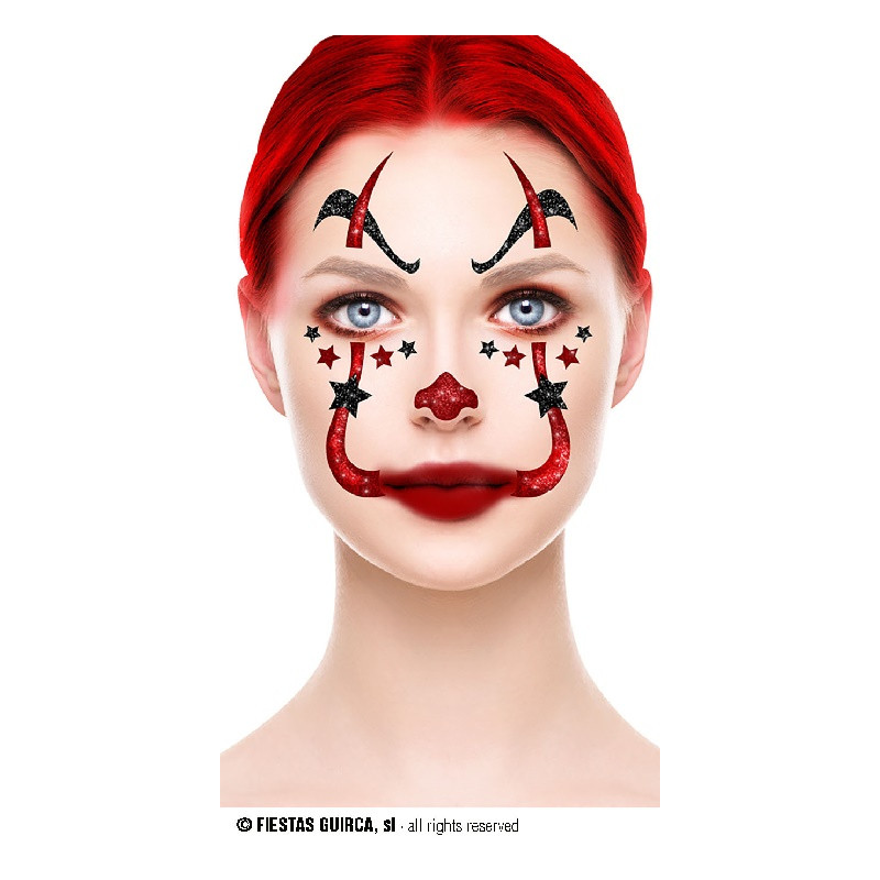 Adesivi Trucco Viso Clown IT Glitter 20x20 cm