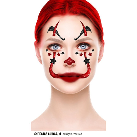 Adesivi Trucco Viso Clown IT Glitter 20x20 cm