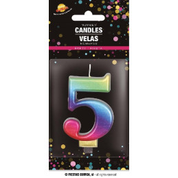 Candela Numero 5 Multicolor - 8 cm