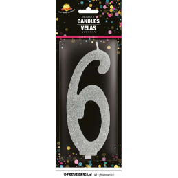 Candela Numero 6 Argento - 12,5 cm
