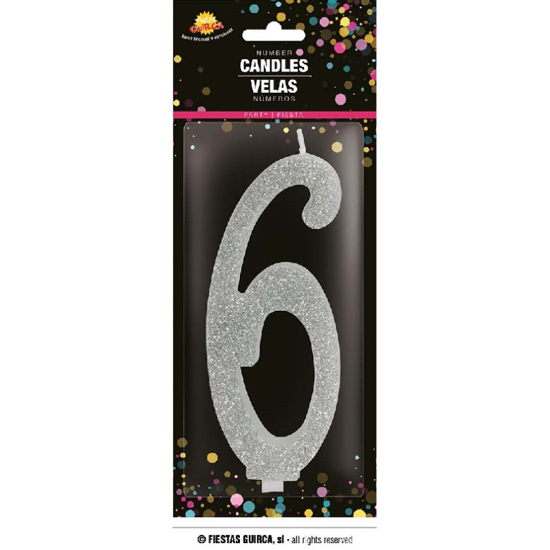 Candela Numero 6 Argento - 12,5 cm