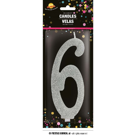 Candela Numero 6 Argento - 12,5 cm