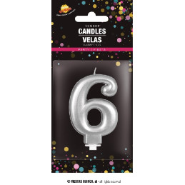 Candela Numero 6 Argento - 8 cm