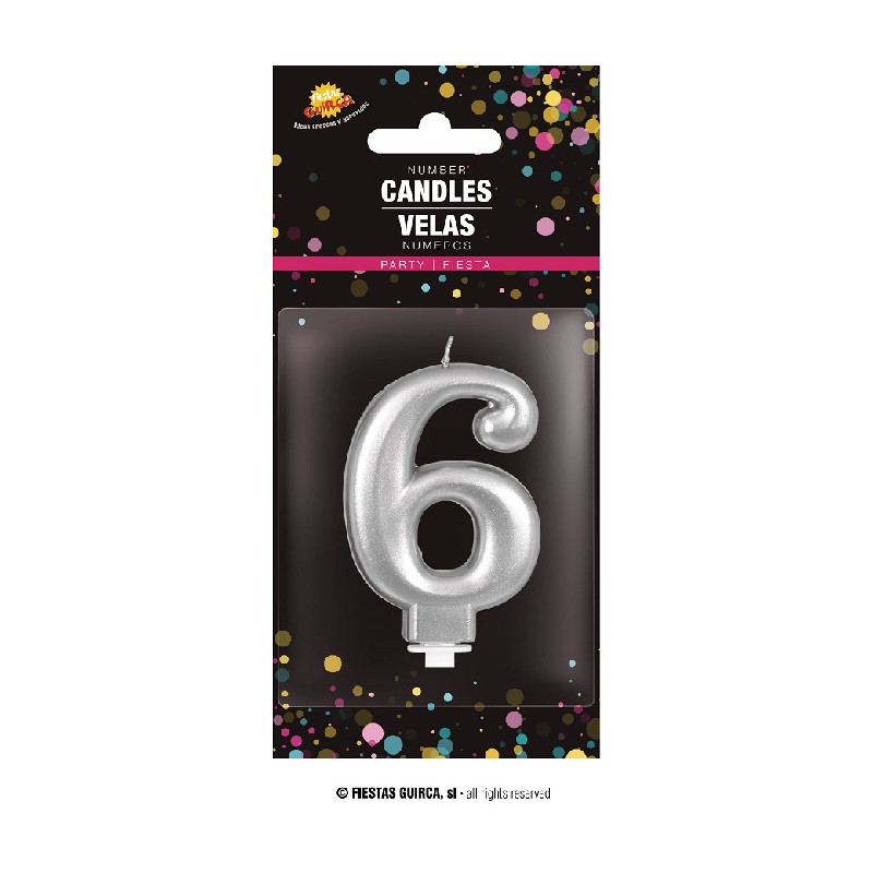 Candela Numero 6 Argento - 8 cm