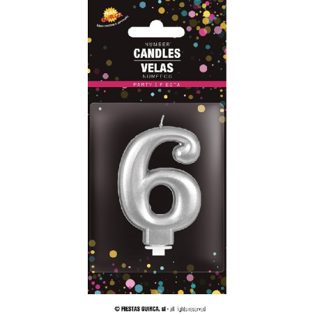 Candela Numero 6 Argento - 8 cm