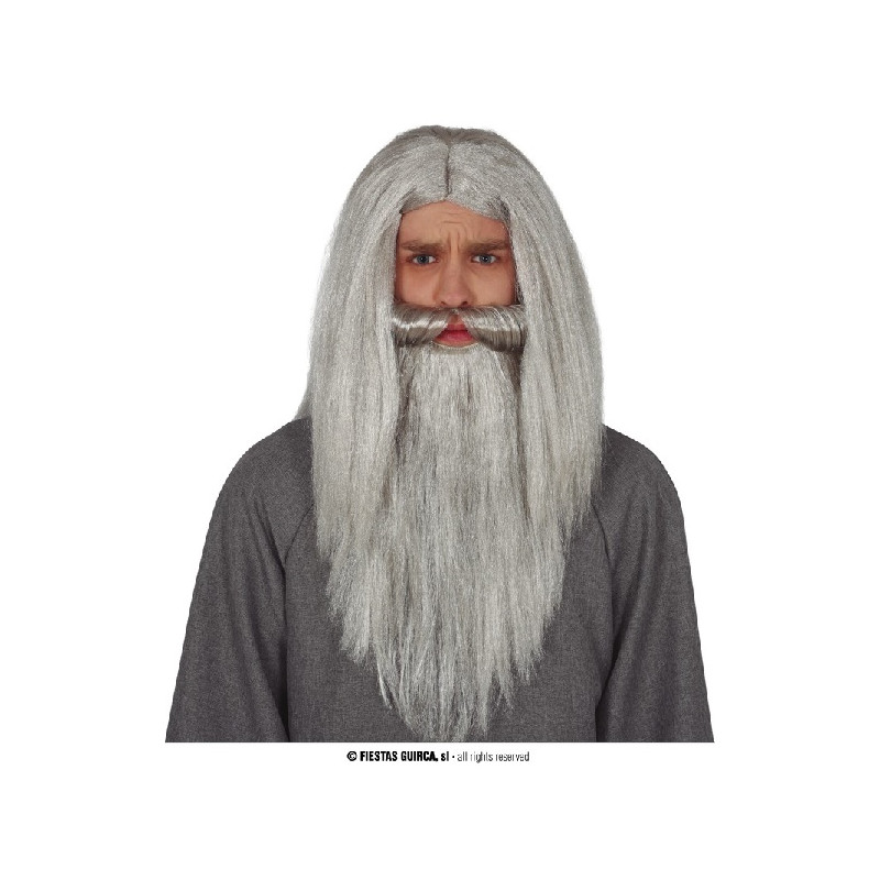 Parrucca Mago Grigia con barba