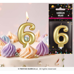 Candela Numero 6 Oro - 8 cm