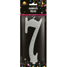 Candela Numero 7 Argento - 12,5 cm