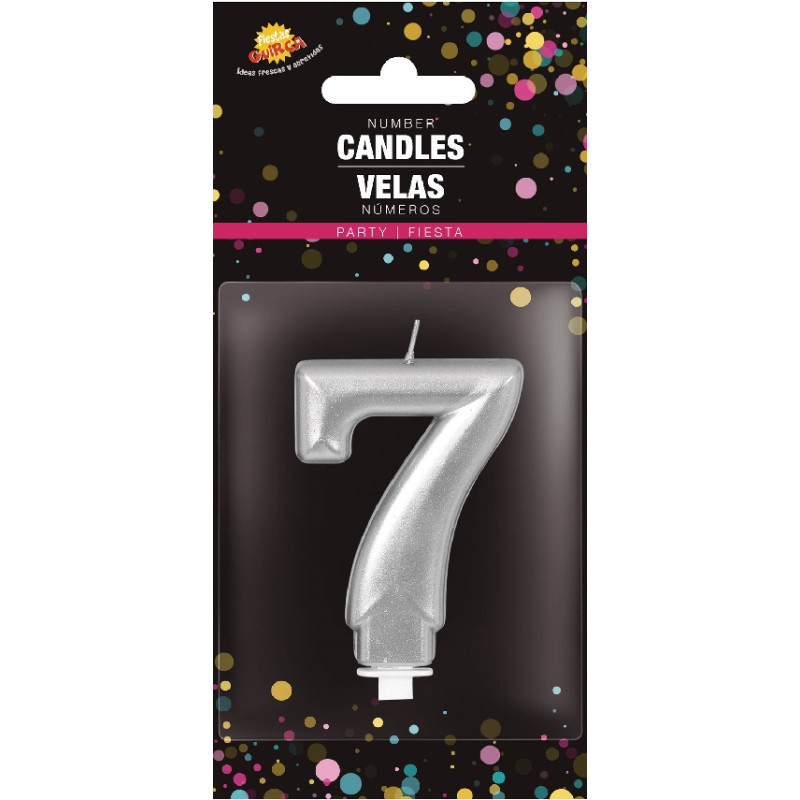 Candela Numero 7 Argento - 8 cm