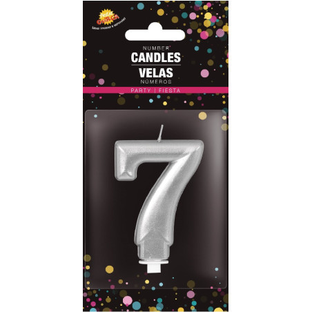 Candela Numero 7 Argento - 8 cm