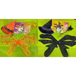 Set Strega - 3 pz (Ali con luci,cappello,bacchetta)