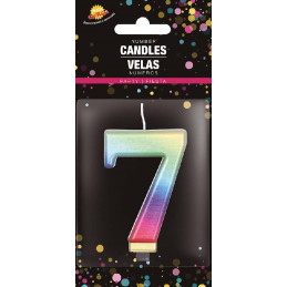 Candela Numero 7 Multicolor - 8 cm
