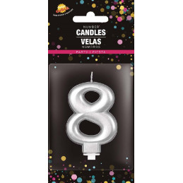 Candela Numero 8 Argento - 8 cm