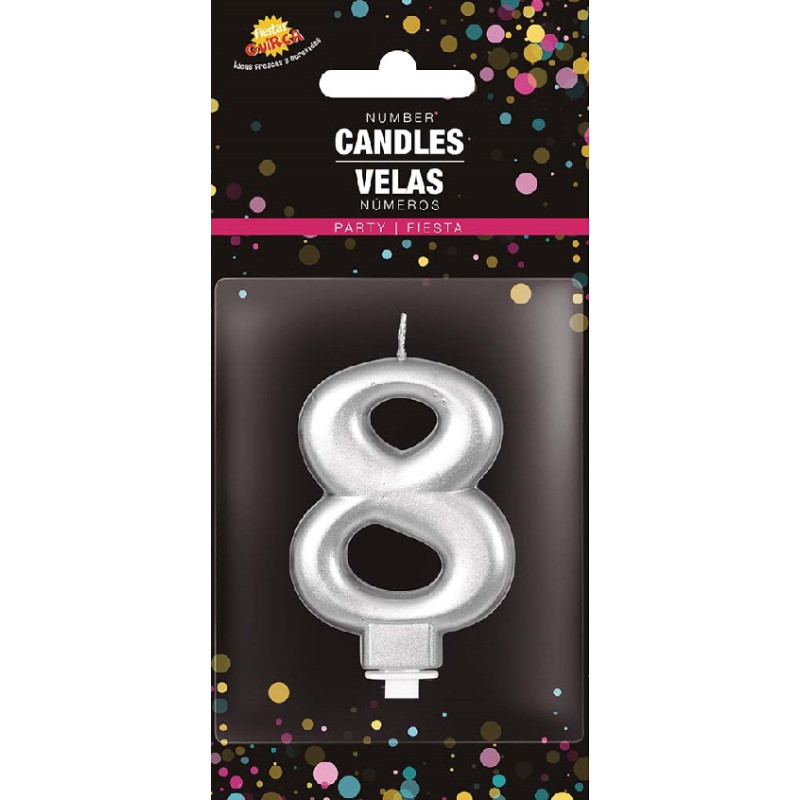 Candela Numero 8 Argento - 8 cm