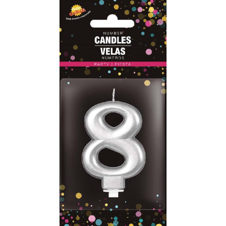 Candela Numero 8 Argento - 8 cm