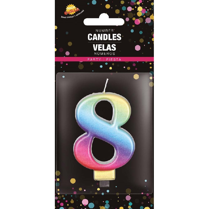 Candela Numero 8 Multicolor - 8 cm