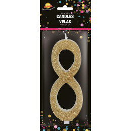 Candela Numero 8 Oro - 12,5 cm
