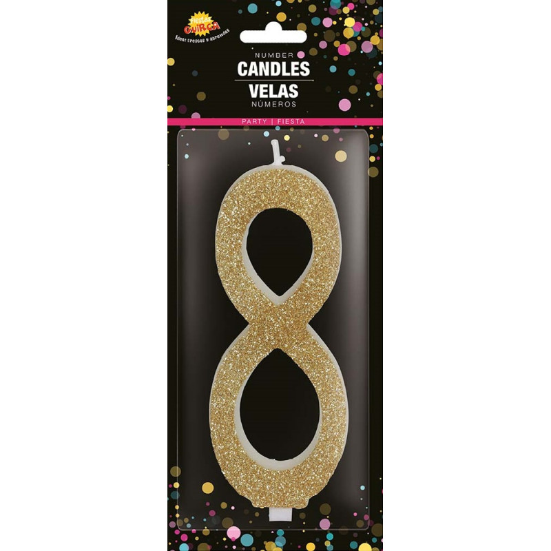 Candela Numero 8 Oro - 12,5 cm