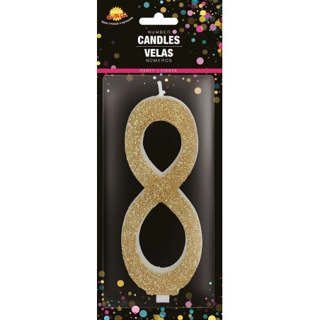 Candela Numero 8 Oro - 12,5 cm