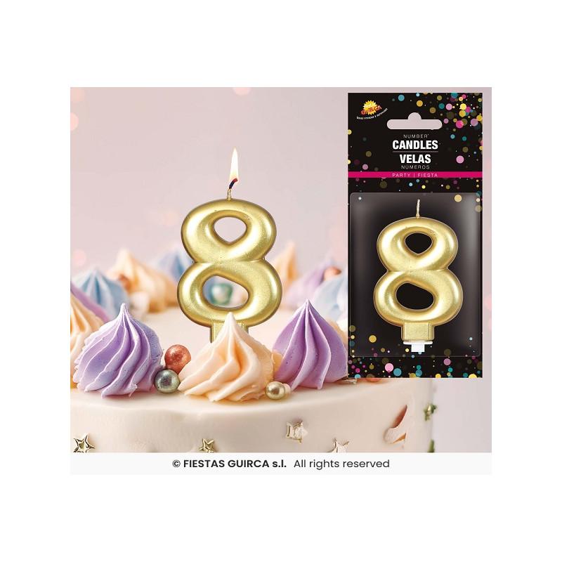 Candela Numero 8 Oro - 8 cm
