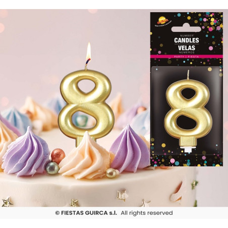 Candela Numero 8 Oro - 8 cm