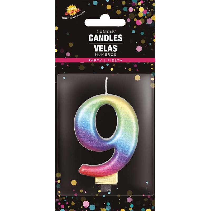 Candela Numero 9 Multicolor - 8 cm