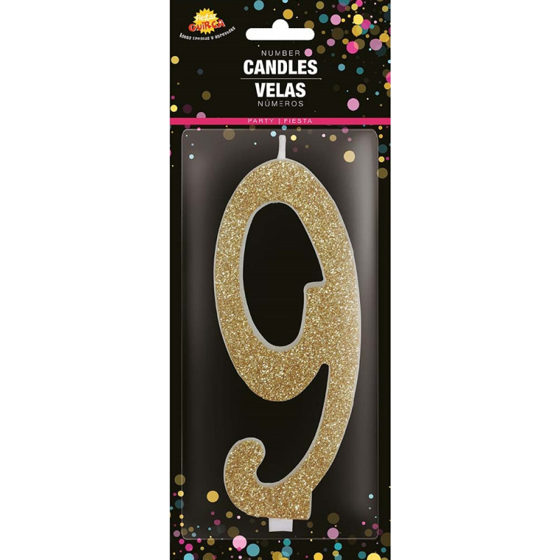 Candela Numero 9 Oro - 12,5 cm